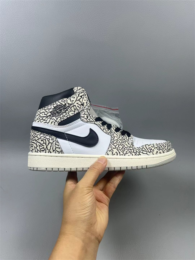 Women's Running Weapon Air Jordan 1 Black/White Shoes 0468